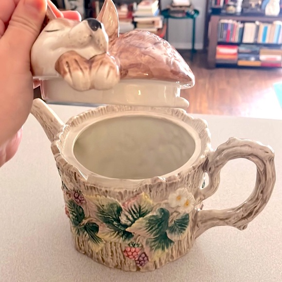 ❤️Fitz & Floyd Authentic Vintage Sleeping Fox Home Teapot Cottage Fairy Garden❤️ - Picture 8 of 14